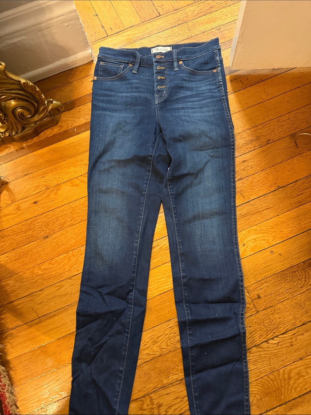 Madewell High-Rise Slim Straight Jeans in Dark Blue
